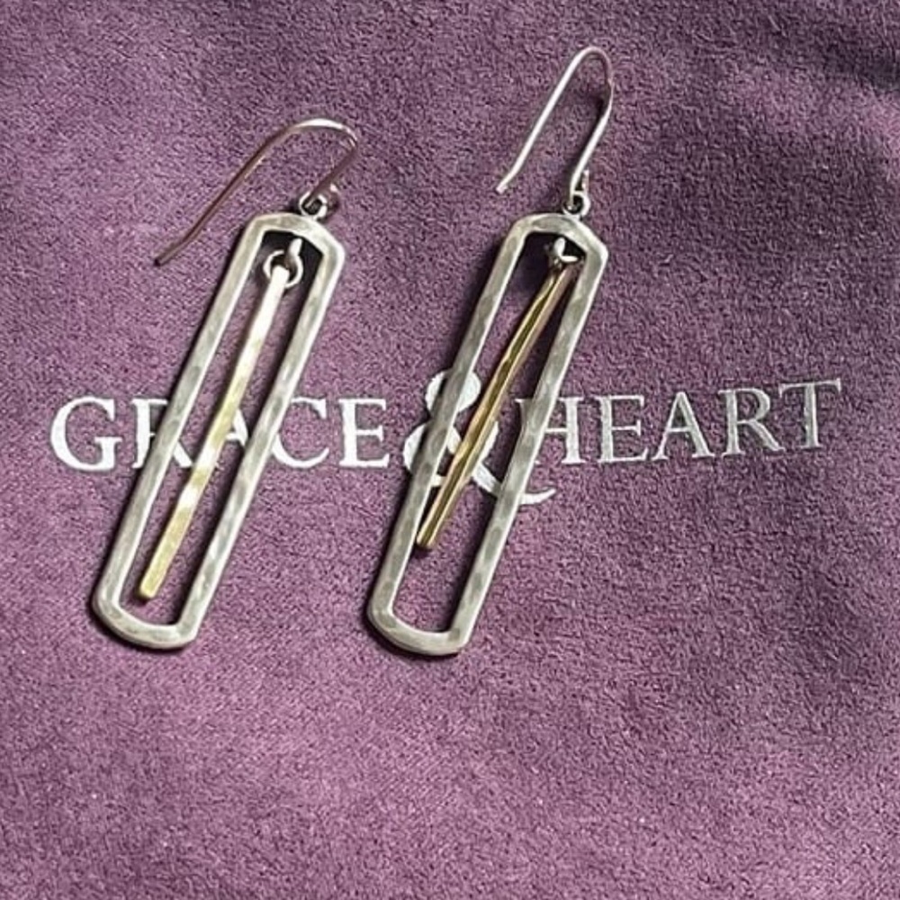 Grace & Heart Silver and Gold Drop Earrings